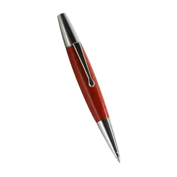 

1PC Red Willow Wood Silver Chessboard Twist Trim Fat Ballpoint Pen Writing Tool Gift