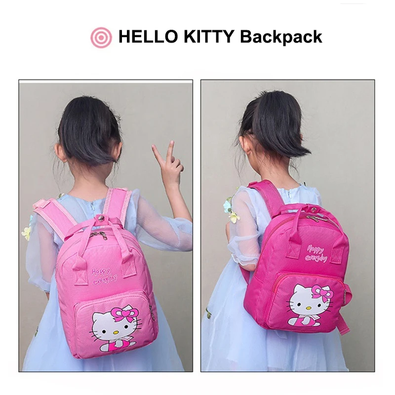 Рюкзак для девочек с принтом HELLO KITTY Милая розовая сумка Студенческий рюкзак из