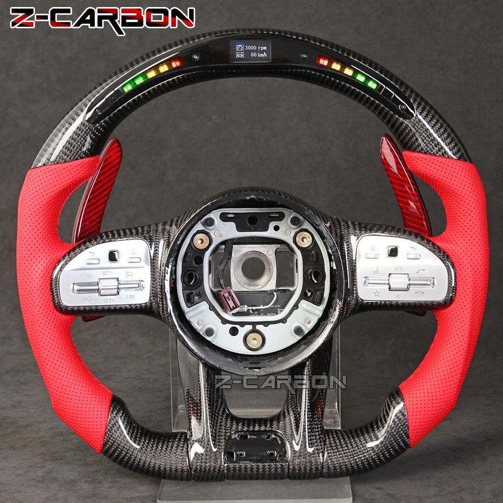

Carbon Fiber Steering Wheel LED Perforated Leather For AMG 2018