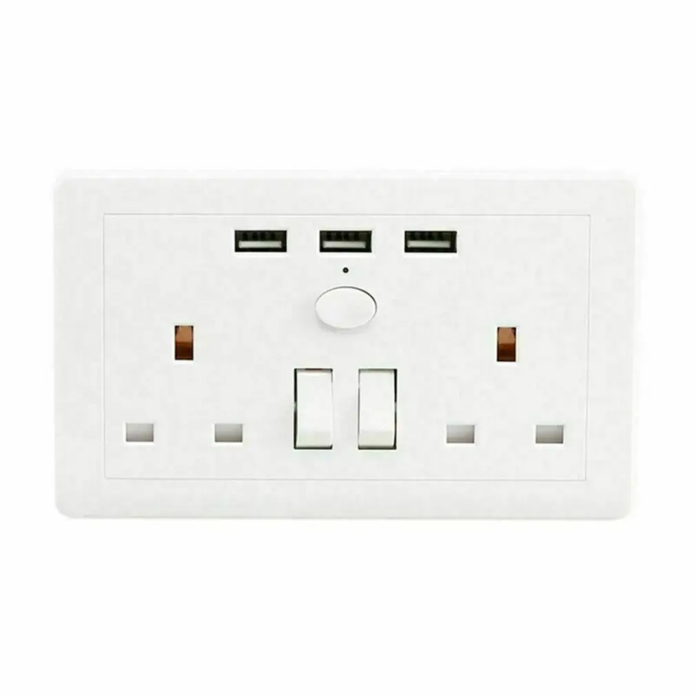Двойной USB порт настенное зарядное устройство адаптер настенное зарядное устройство 13 к Великобритании Вилка двойная розетка 2 пути розетка белый