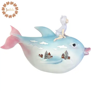 

2 Styles Available New 3D Animal Whale Girl Wall Decoration Resin Wall Ornament Xmas Gift Creative Gift