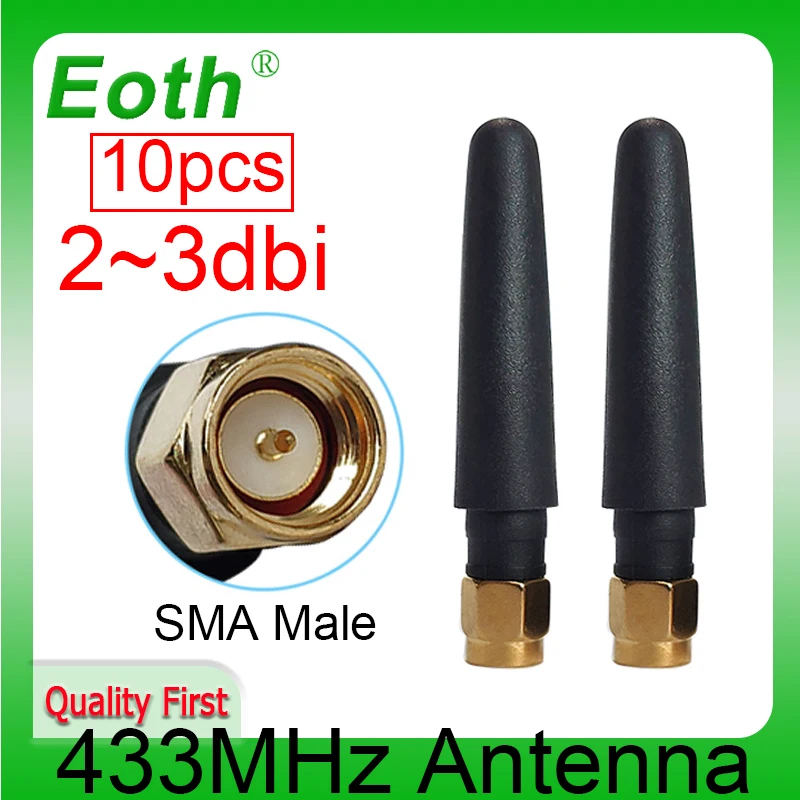 EOTH 10pcs 433mhz antenna 2~3dbi sma male lora antene pbx iot module lorawan signal receiver antena high gain | Мобильные телефоны