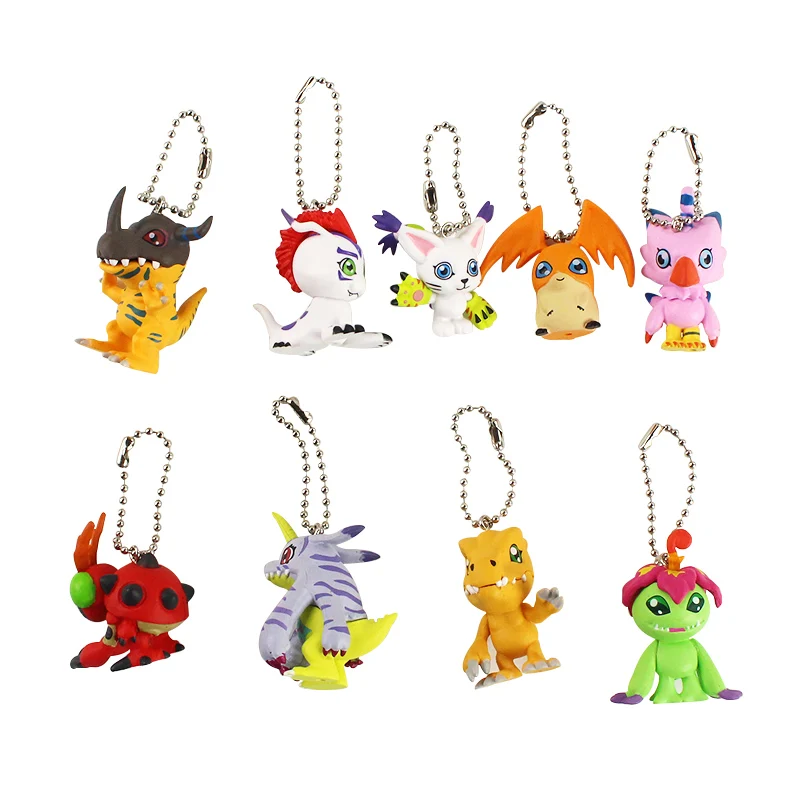 9 шт./компл. Приключения Digimon брелки для ключей Tailmon Agumon Patamon Gomamon Piyomon Tentomon Palmon Gabumon