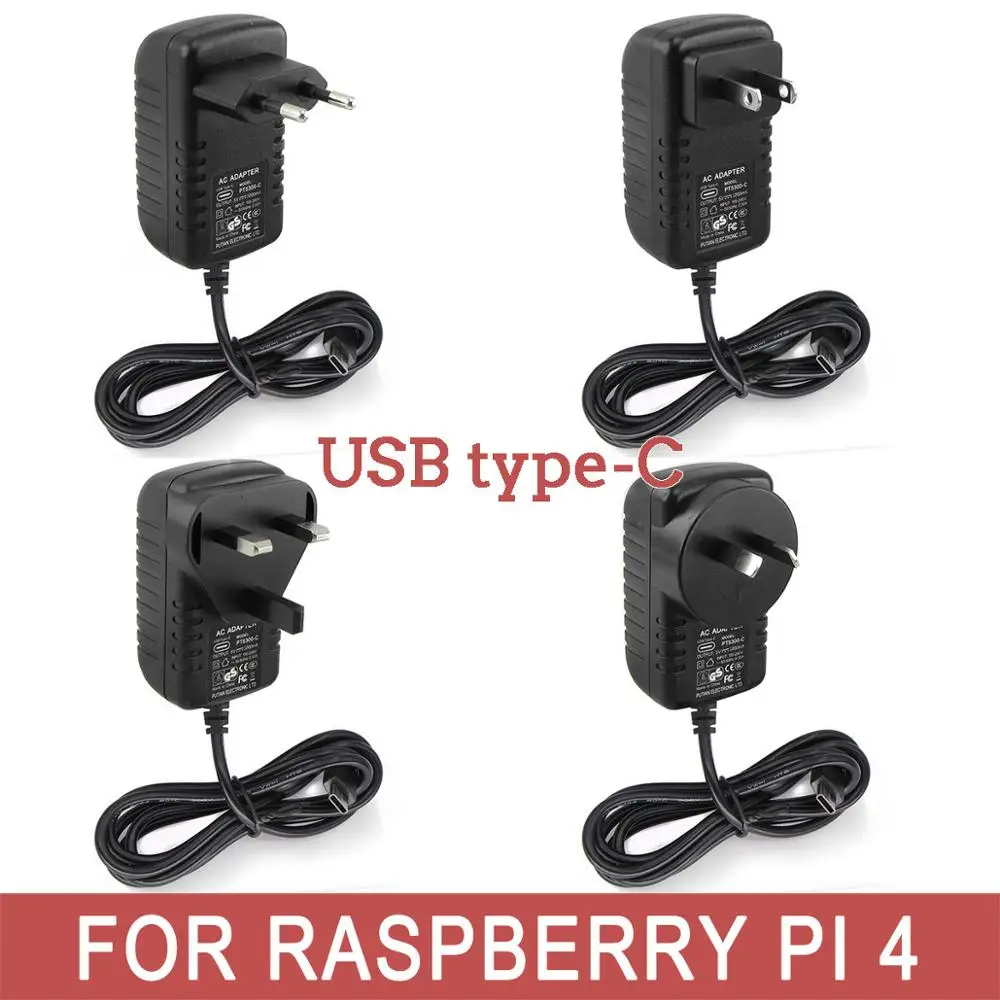 

Raspberry PI 4 Power Adapter PI 4B Model B 5V3A 5V/3A 3000mA USB Type-C Charger PSU Power Supply Power Source Unit Switch Socket