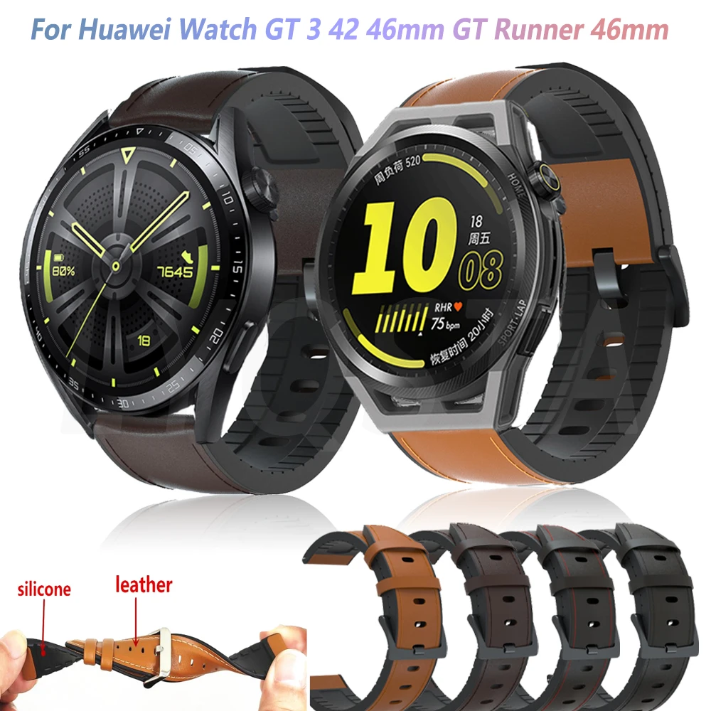 

Ремешок силиконовый для Huawei Watch GT 3/GT3 42 46m GT 2/Pro/2E/GT 46 мм, кожаный браслет для наручных часов, 20 22 мм