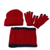 Winter Beanie Hat Scarf Gloves Three-piece Set Women Men Touch Screen Gloves Outdoor Warm Velvet Knitted Unisex Beanie Hats Sets ► Photo 3/6