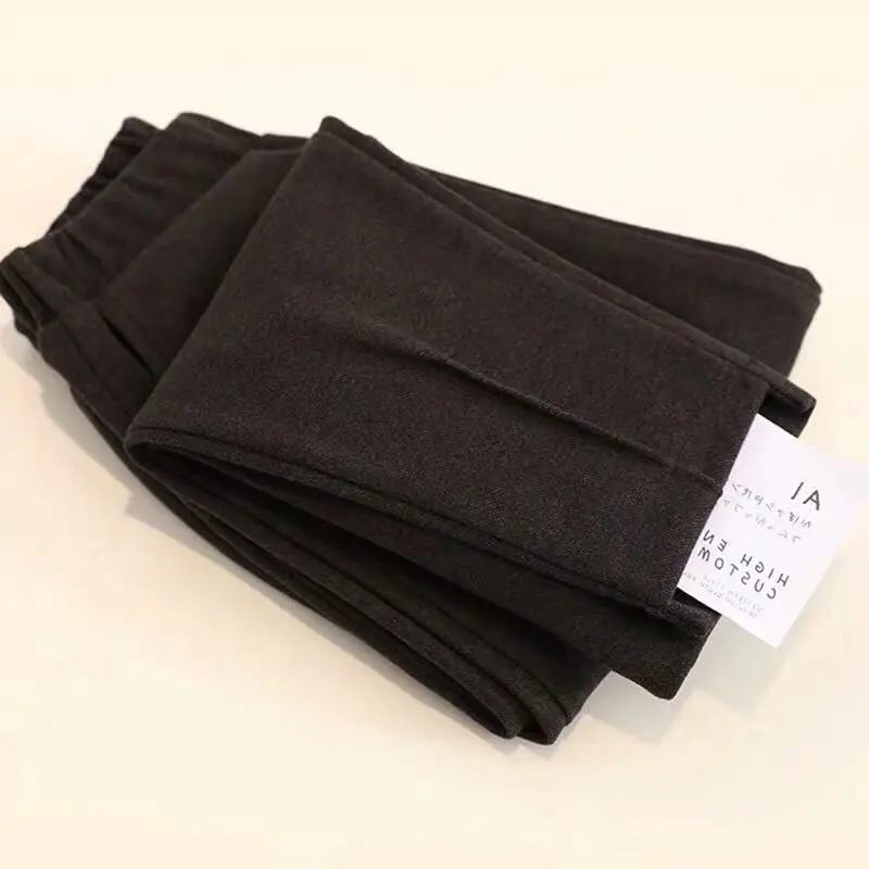 Штаны для девочек 4, 5, 6, 7, 8, 9, 10, 11 лет осенние шерстяные штаны высокого качества Корейская высокая талия, детские Морские брюки детские повседневные брюки - Цвет: Черный