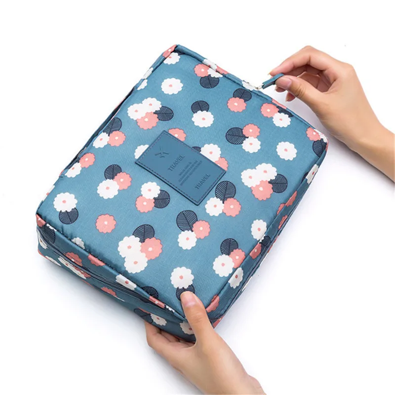 Blue flowers Бренд PLEEGA, Женская многофункциональная сумочка-косметичка, органайзер, водонепроницаемая, Портативная сумка для макияжа, для путешествий, для необходимости, для красоты, чехол для стирки - Цвет: Blue flowers