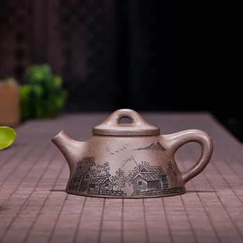 

Goods Full Manual Double Knife Lettering Raw Ore High Temperature Section Mud Overlord Shipiao Kettle Tea Set Customized