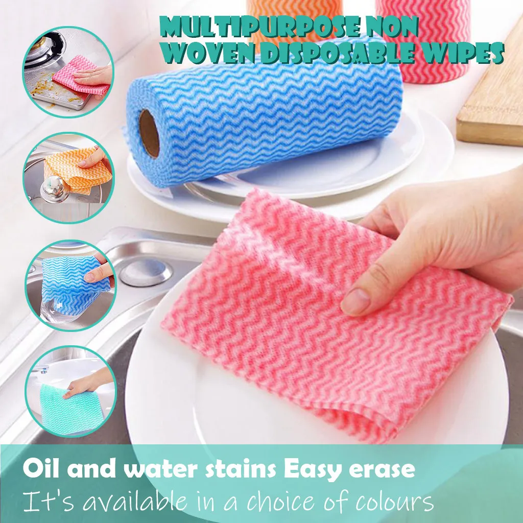 1Roll Kitchen Disposable Cleaning Cloth Kitchen Dish Clean Paper