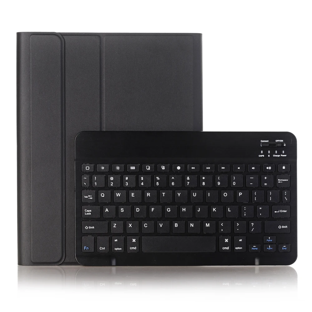 Чехол с клавиатурой для iPad 10,2 7th Gen 10," с держателем для карандашей, смарт-подставка, Авто Режим сна/пробуждения, испанская русская английская клавиатура - Цвет: Черный