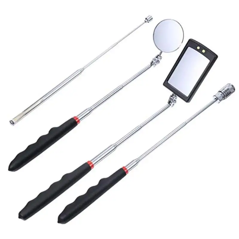 

4pcs Car Mechanical Repair Tools Magnet Attractor Adjustable Angle View Automotive Telescopic Detection Mirrors Set
