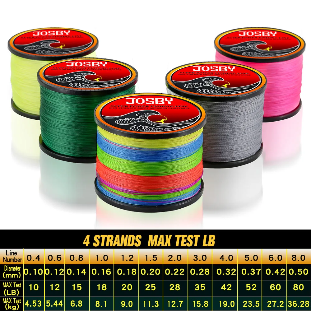 Fishing Line JOSBY 4 Strands 1000M PE Braided Fishing Line Saltwater Weave Carp Fish Cord Pesca Wire Super Strong Orange Multicolor Color