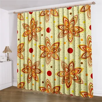 

3D Print Colorful Maple Leaf Window Curtain 2 Panels Autumn Flowers Window Drapes For Bedroom Window Treatment Home Curtain