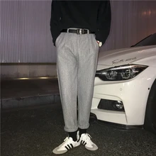 Осенние и зимние новые молодежные популярные модные повседневные однотонные Свободные Студенческие Брюки серые/черные M-2XL