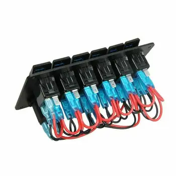 

Waterproof 6 Gang LED Rocker Switch Panel Electrical Circuit Breaker Marine Boat Overload Protection Anti-corrosion