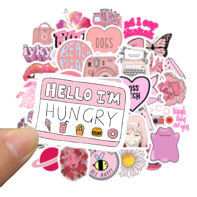 60pcs Anime Cute Pink Stickers Decals Skateboard Car Luggage Laptop Vinyls CP 