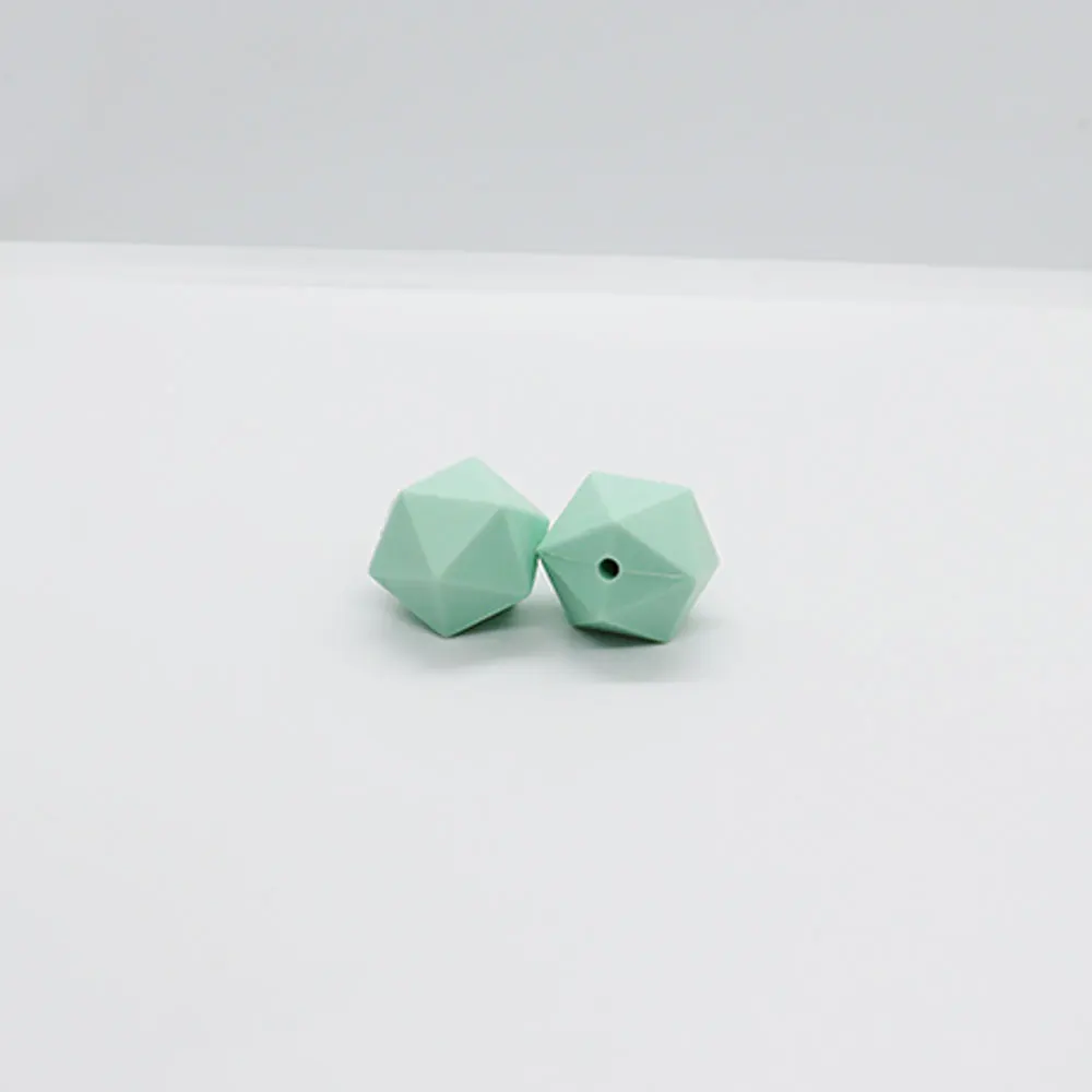 Mint Multi Face 10 шт./лот шестиугольник икосаэдр силиконовые бусины пищевого качества Детские Прорезыватели для самостоятельного изготовления ювелирных изделий ожерелье детские товары - Цвет: Mint Multi Face