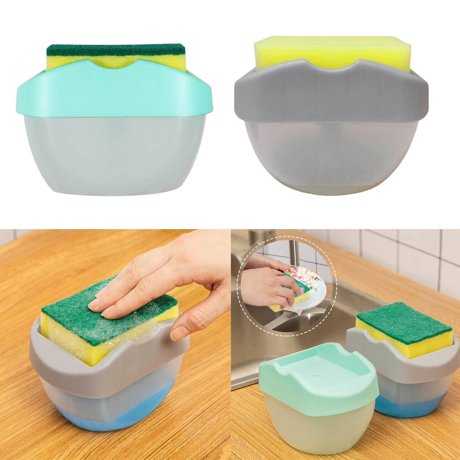 2 in1 Kitchen Liquid Soap Pump Dispenser ABS Sponge Holder Press Countertop Rack, Each Package Includes a Sponge 2 in1 Kitchen Liquid Soap Pump Dispenser ABS Sponge Holder Press Countertop Rack, Each Package Includes a Sponge