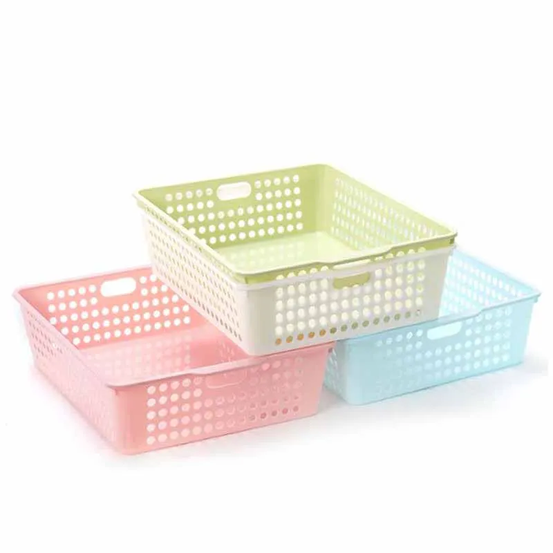 

Plastic Hollow Stackable Storage Baskets Bins Organizer Fruit Toys Clothes Glove Boxes Durable Desktop Sundries Storage Basket