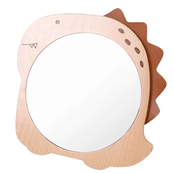 

1PC Wooden Frame Mirror Dressing Up Mirror Dinosaur Design Mirror Desktop Mirror For Girls Women