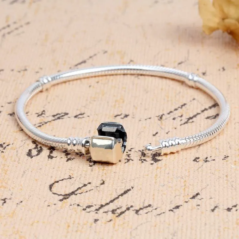 

Fine jewelry 100% 925 snake chain BEADS BRACELET for women charm bracelets Gift jewelries DIY