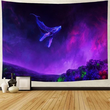 

SOFTBATFY Romantic Blue Whale Tapestry Headboard Wall Art Bedspread Dorm Tapestry Home Decor Dropshipping