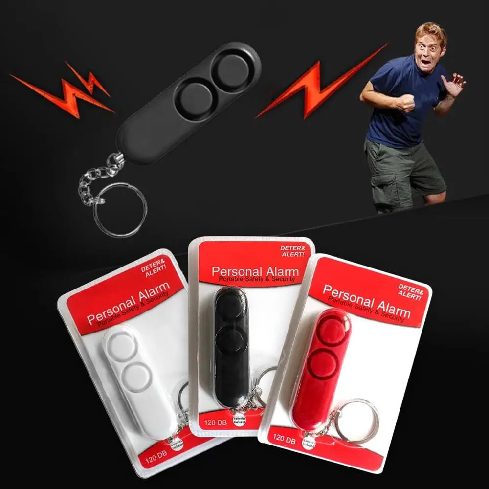 

New 120dB Self Defense Anti-rape Device Dual Speakers Loud Alarm Alert Attack Panic Safety Personal Security Keychain BagPendant
