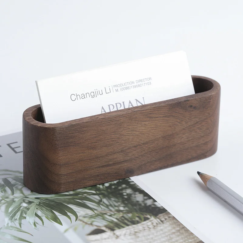 Natural Wooden Business Card Holders Note Holder Card Display Stand Desk Organizer Desktop Ornaments Office Supplies Crafts