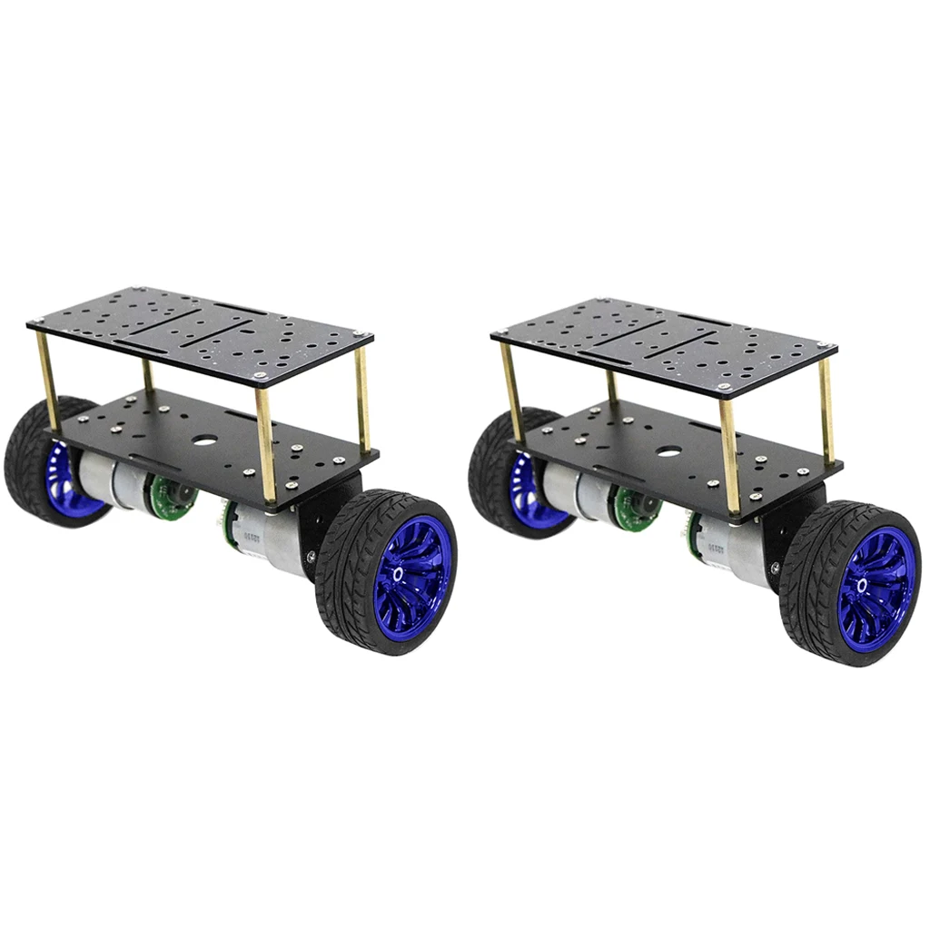2xDouble-deck 2 W Robot Car Chassis DIY Kits Intelligent Engine Arduino Blue