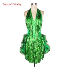 Дети латинского танца костюм старший сексуальный глубокий V ремень блестками кисточкой платье латинского танца для детей латинские танцы конкурсные платья