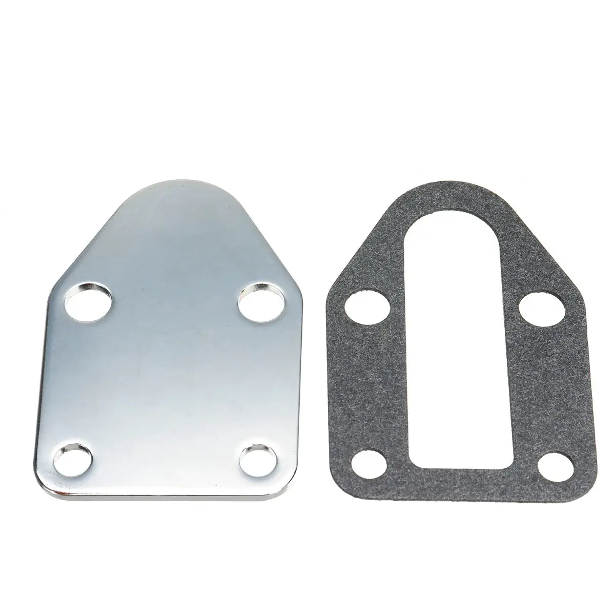 

Hot Sale 2Pcs Chrome SBC Fuel Pump Mounting Off Plate With Gasket For SB Chevy 283 327 350 383 400 Car Accessories Replacement