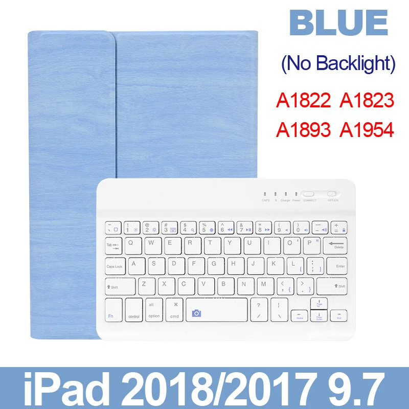 BLUE 17 18 Чехол с клавиатурой Bluetooth для Apple iPad 9,7 5th 6th 5 6 поколения, чехол с подсветкой клавиатуры для iPad Air 1 Air 2 - Цвет: BLUE 17 18