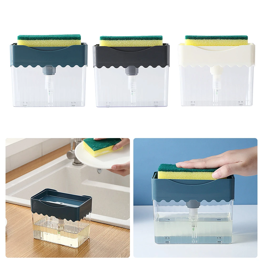 

Soap Pump Dispenser With Sponge Holder Manual Press Liquid Dispenser Container Soap Organizerfor Kitchen Cleaning