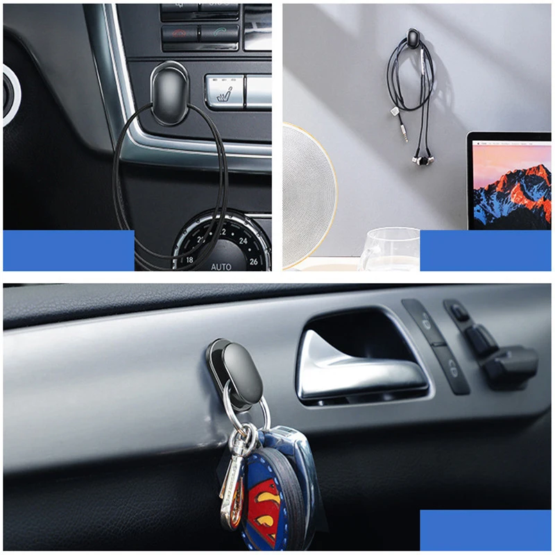 1 шт., автомобильные крючки, органайзер для хранения, USB кабель, для наушников, для хранения ключей, самоклеющиеся настенные крючки, вешалка, авто крепеж, зажим