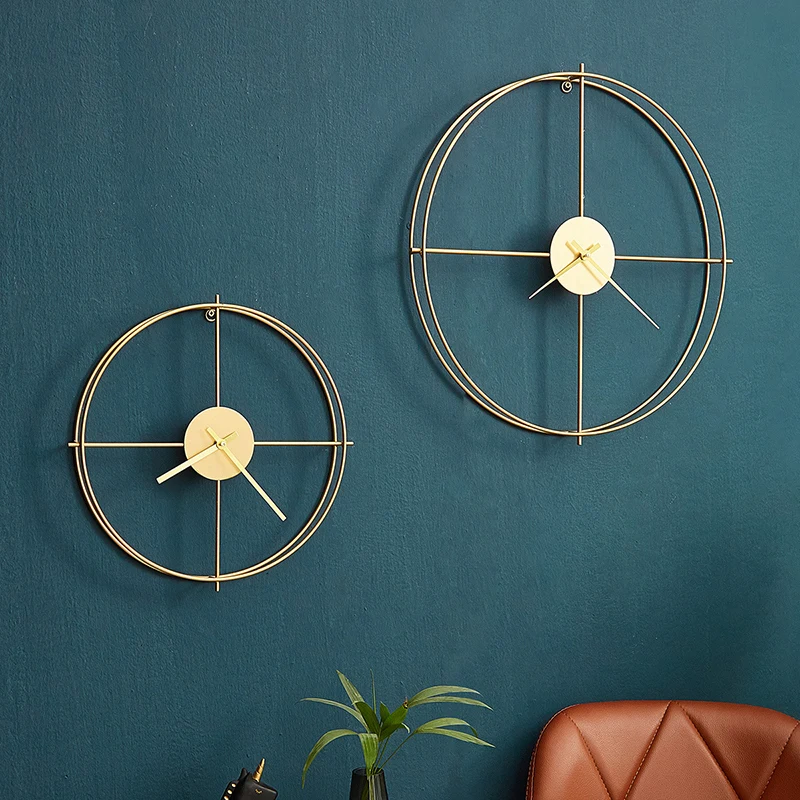 

Wrought Iron Clock Wall Decoration Restaurant Background Hanging Decor Pendant Creative Simple Home Decoration Office Ornaments