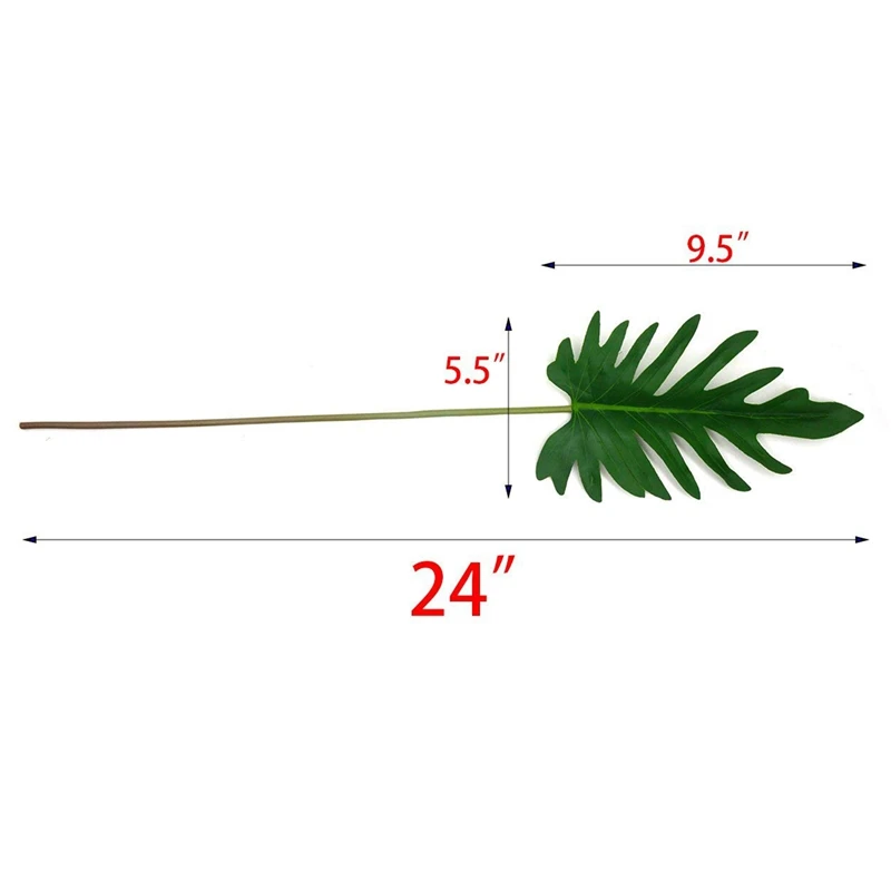14 Pcs Green Plants Artificial Leaves: 4 Pcs Tropical Palm Leaves for Hawaiian Luau Party Decoration& 10 PCS Artificial Boston
