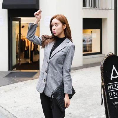 

Photo Shoot 2017 Korean-style Simple Fashion Slim Fit Versatile Top Grade Woolen Short Overcoat Suit Jacket Cool GIRL'S