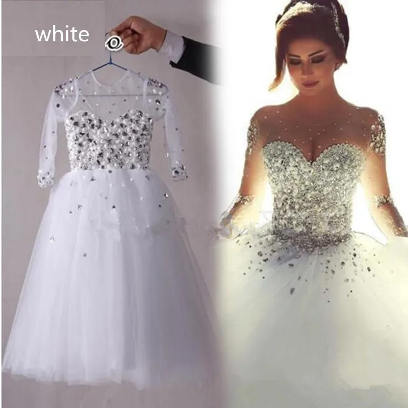 Белые платья для первого причастия для девочек; Vestidos De Comunion; платье для девочек с длинными рукавами, украшенное бусинами и кристаллами; Пышное Платье