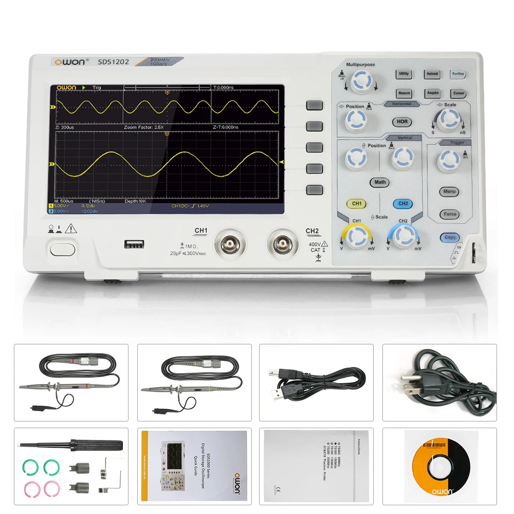 Owon SDS1102 Oscilloscope Oscillometer Digital Storage Oscilloscope 2CH