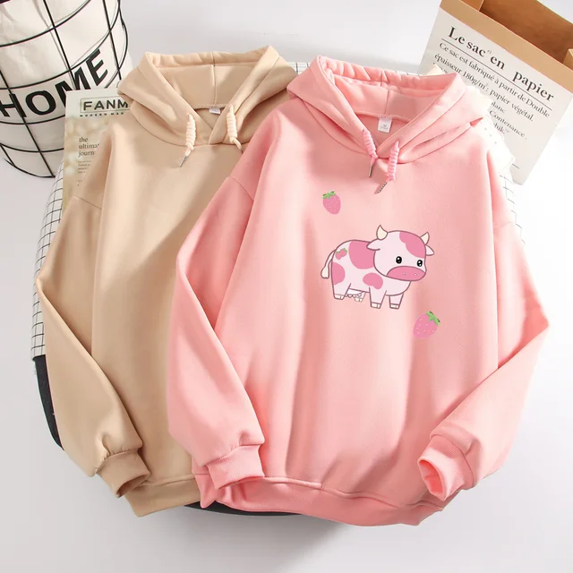 Strawberry Cow Zip Up Hoodie XL