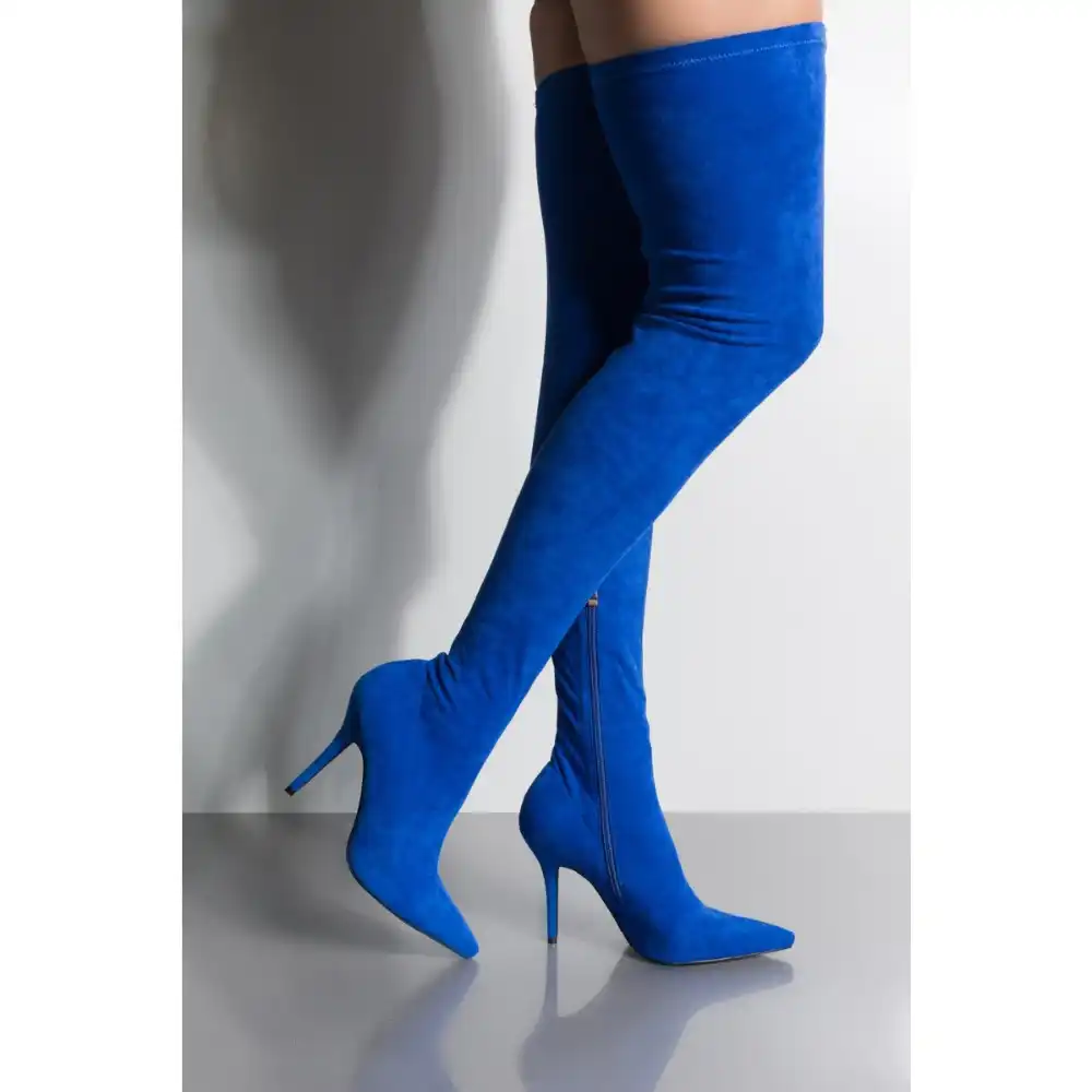 navy blue thigh boots