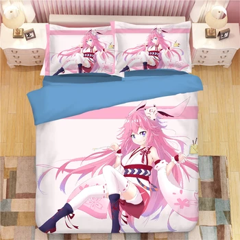 

Yae Sakura Bed Linen 3D Cartoon Anime Duvet Covers Pillowcases Kids Comforter Bedding Sets Bed Linens Bedclothes Bed Set 12