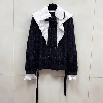 

Patchwork Jacket Spring Women Long Sleeve Vintage Casual Jacket Fashion New Women Jacket Coat