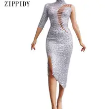 Сексуальные блестящие AB Стразы, белое платье, стрейчевое вечернее платье на день рождения, платье для вечеринки, костюм для танцевального шоу, платье с рисунком