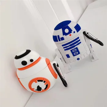 

Case for AirPods Cartoon Earphone Case for Apple Airpods 1 2 Cute Accessories Protect Cover with Keychain 3D BB-8 R2-D2 Robot