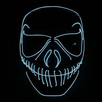 

EL Wire Glowing Halloween Devil Skull Mask For Ghost Dance Party Bar Environment-friendly Gorgeous Color Luminous LED Mask Prop