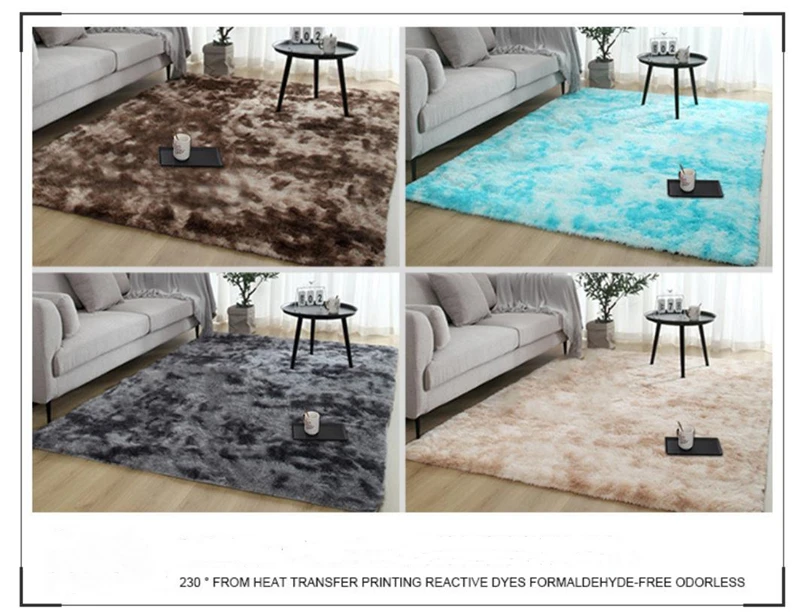 Fashion European Long Hair Bedroom Fur Carpet Bay Window Bedside Mat Washable Personality Blanket Gradient Color Living Room Rug