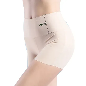 

High Waist Anti-wear Seamless Ice-silk Safety Pants Ladies Three-point Belly-down Large Size Underwear Underpants