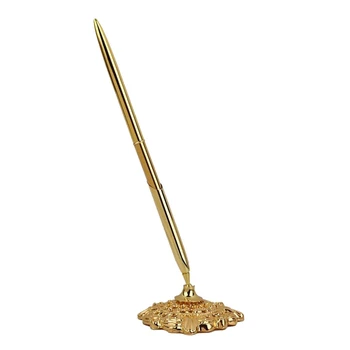 

Signing Pen Wedding Bridal Signing Pen with Hollow Round Pen Holder (Gold)